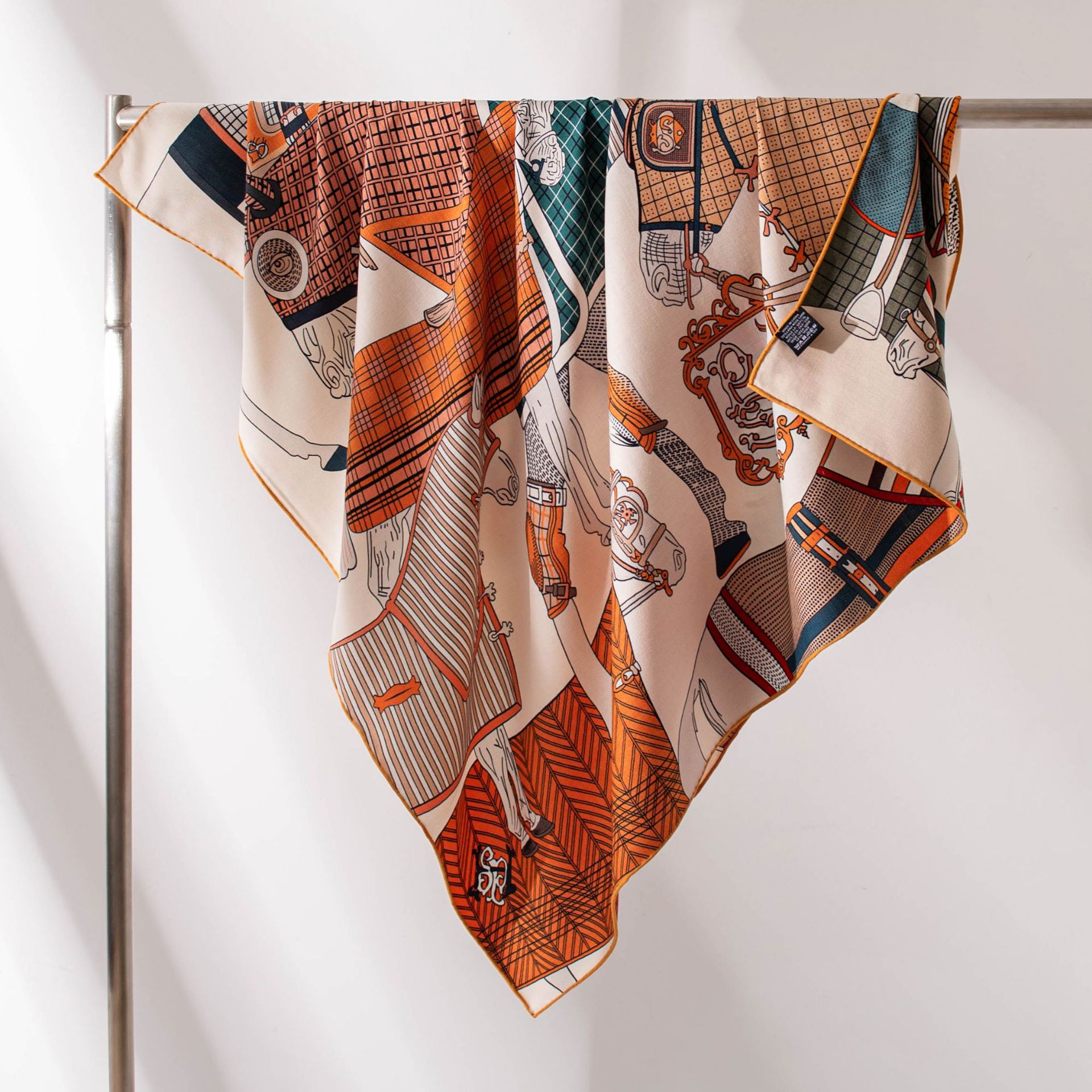 The Horse Print Silk Wool Shawl