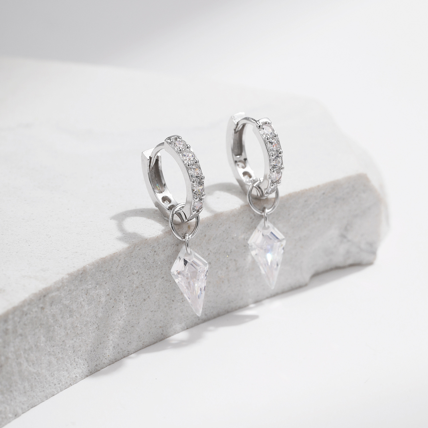 The S925 Sterling Silver Rhinestone Drop Earrings - Image 4