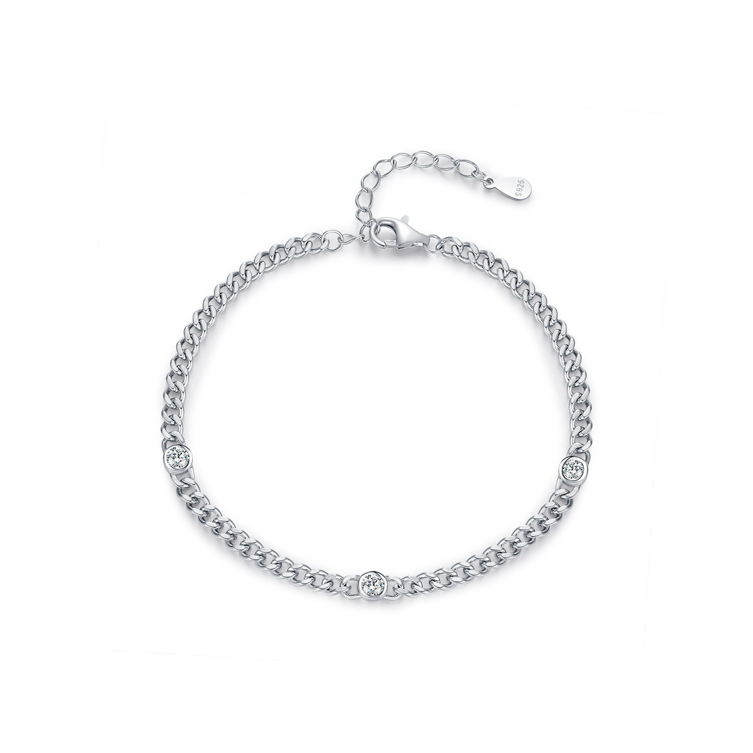 The D Color Moissanite S925 Sterling Silver Punk Bracelet - Image 5