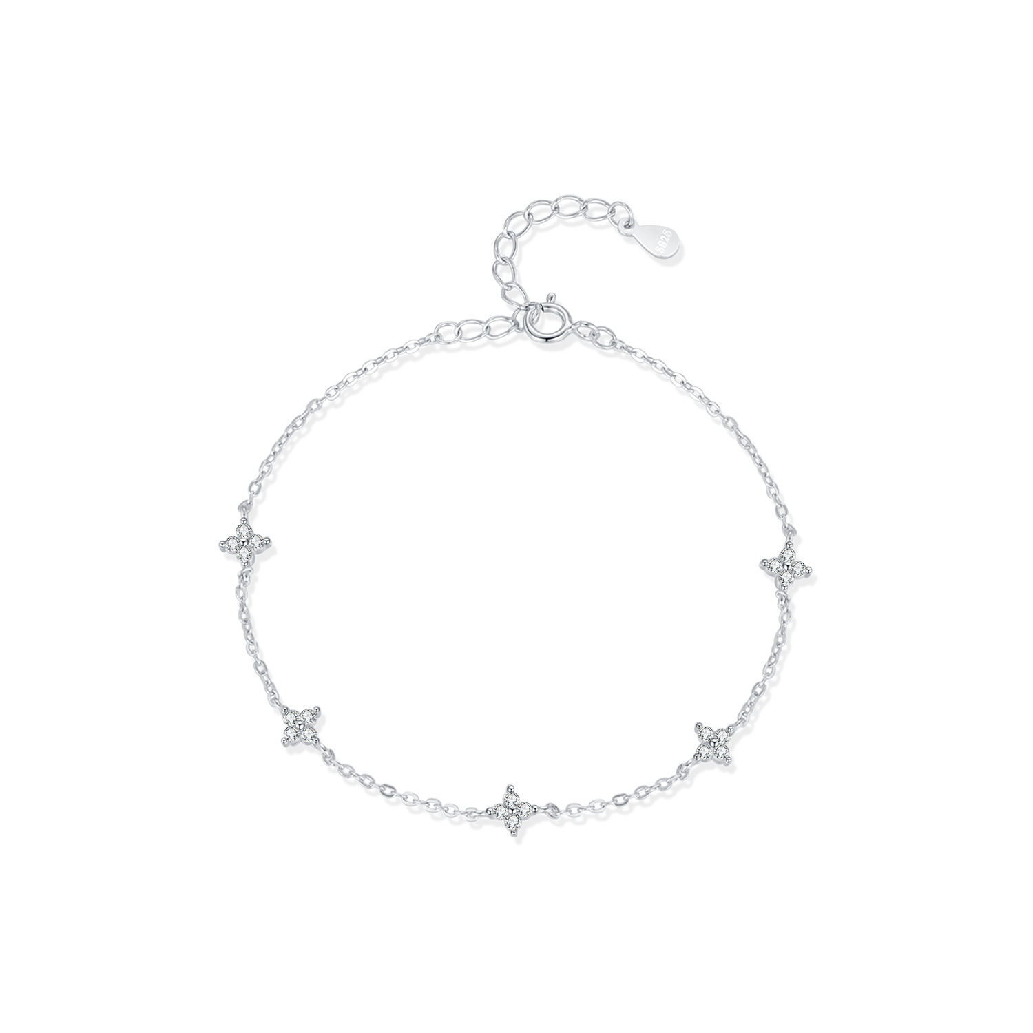 The Four Leaf Clover Diamond Sterling Silver Bracelet - Image 5