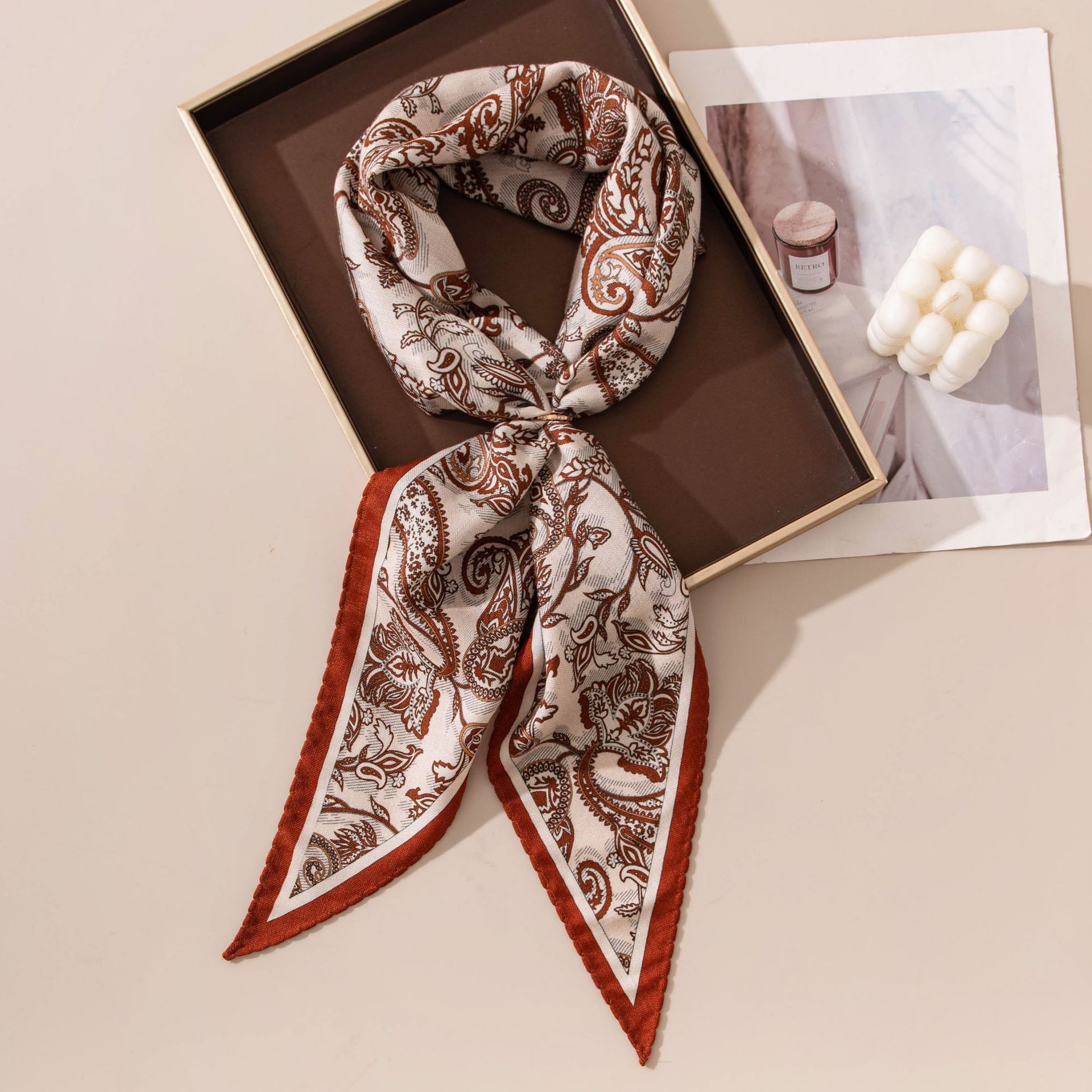 The Paisley Silk Wool Lace Neck Scarf