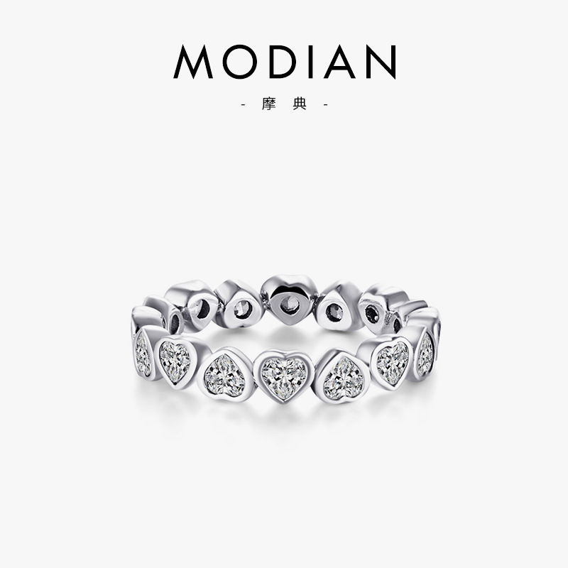 The S925 Sterling Silver Vintage Heart Ring with Full Diamonds