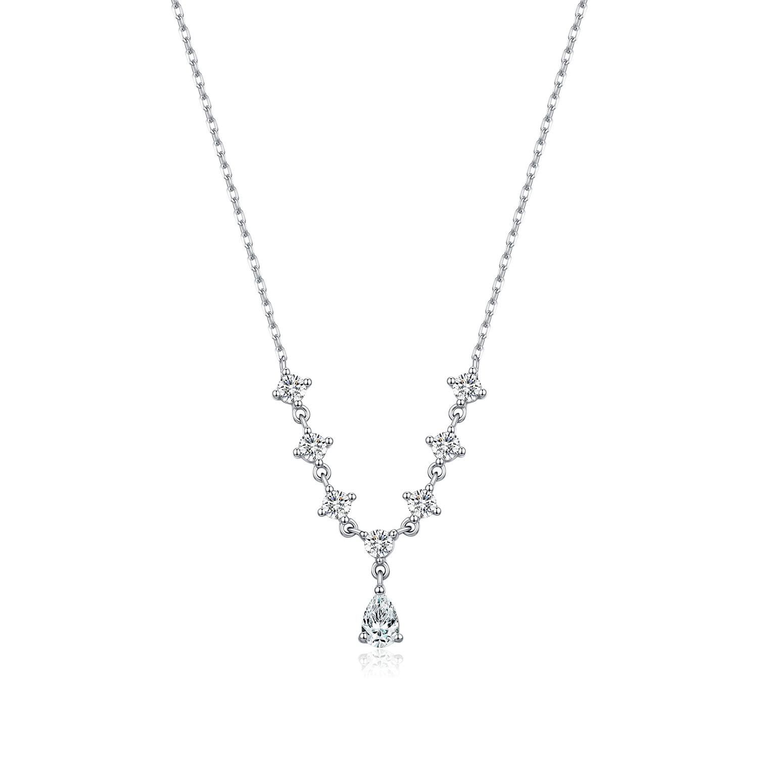 The 50-Point Moissanite S925 Sterling Silver Teardrop Pendant Necklace - Image 5