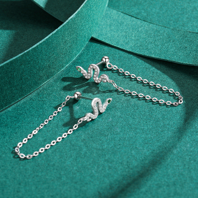 The S925 Silver Tassel Snake Earrings - Image 4