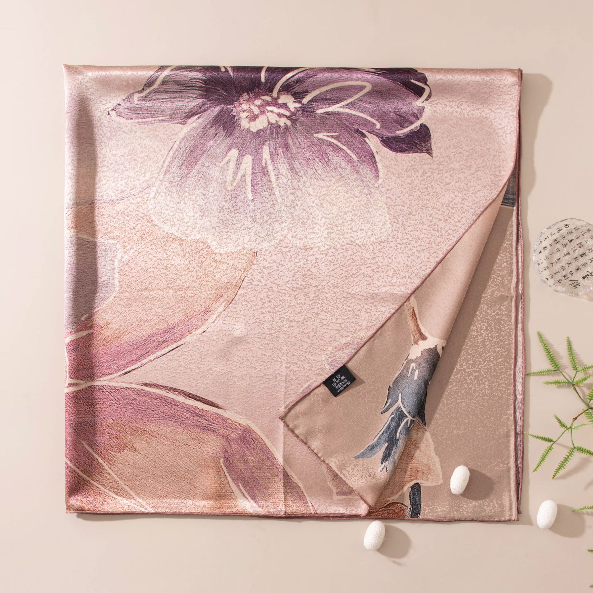 The Snowflake Satin Double-Sided Silk Scarf Shawl - Image 4