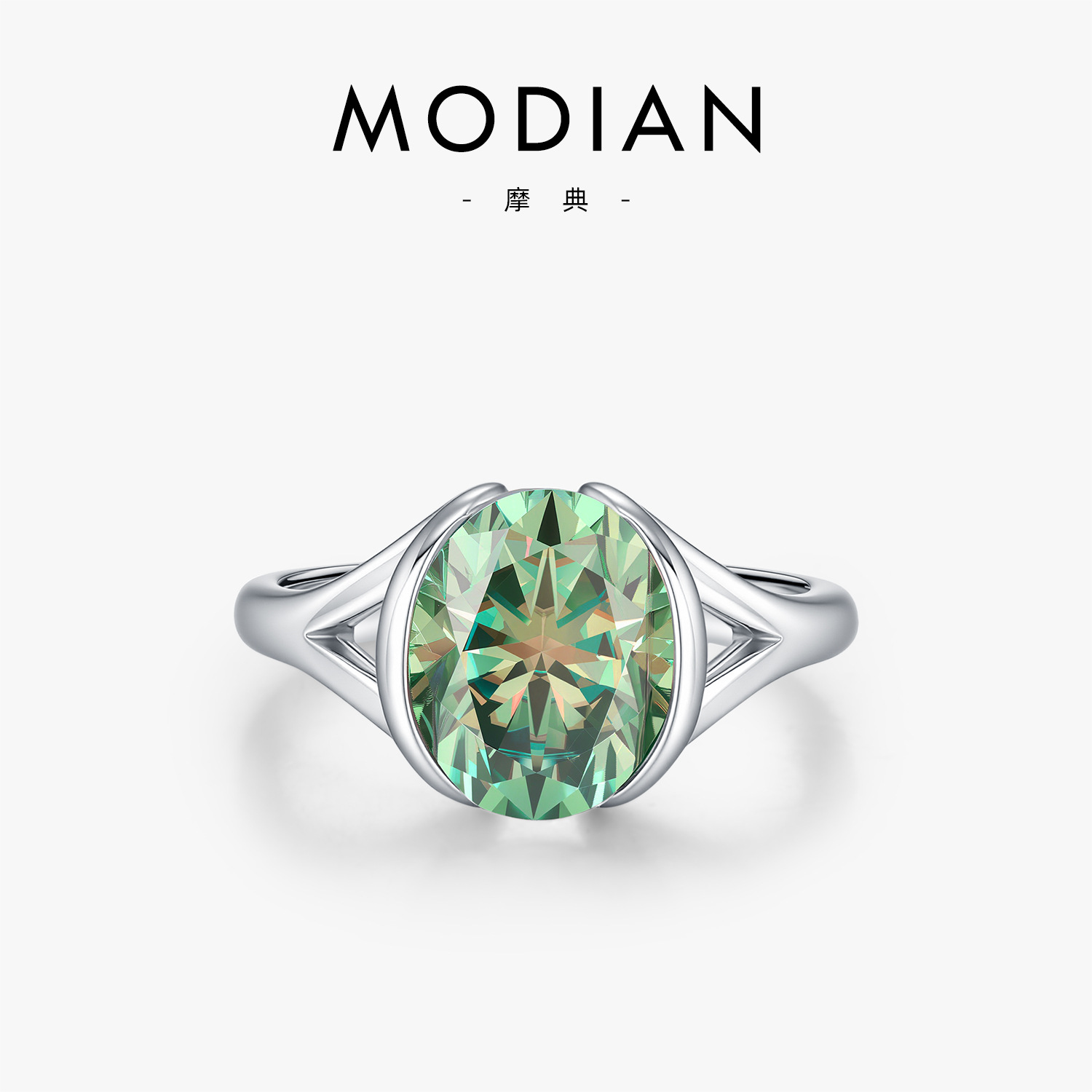 The 3 Carat Colorful Moissanite S925 Sterling Silver Egg Shape Ring