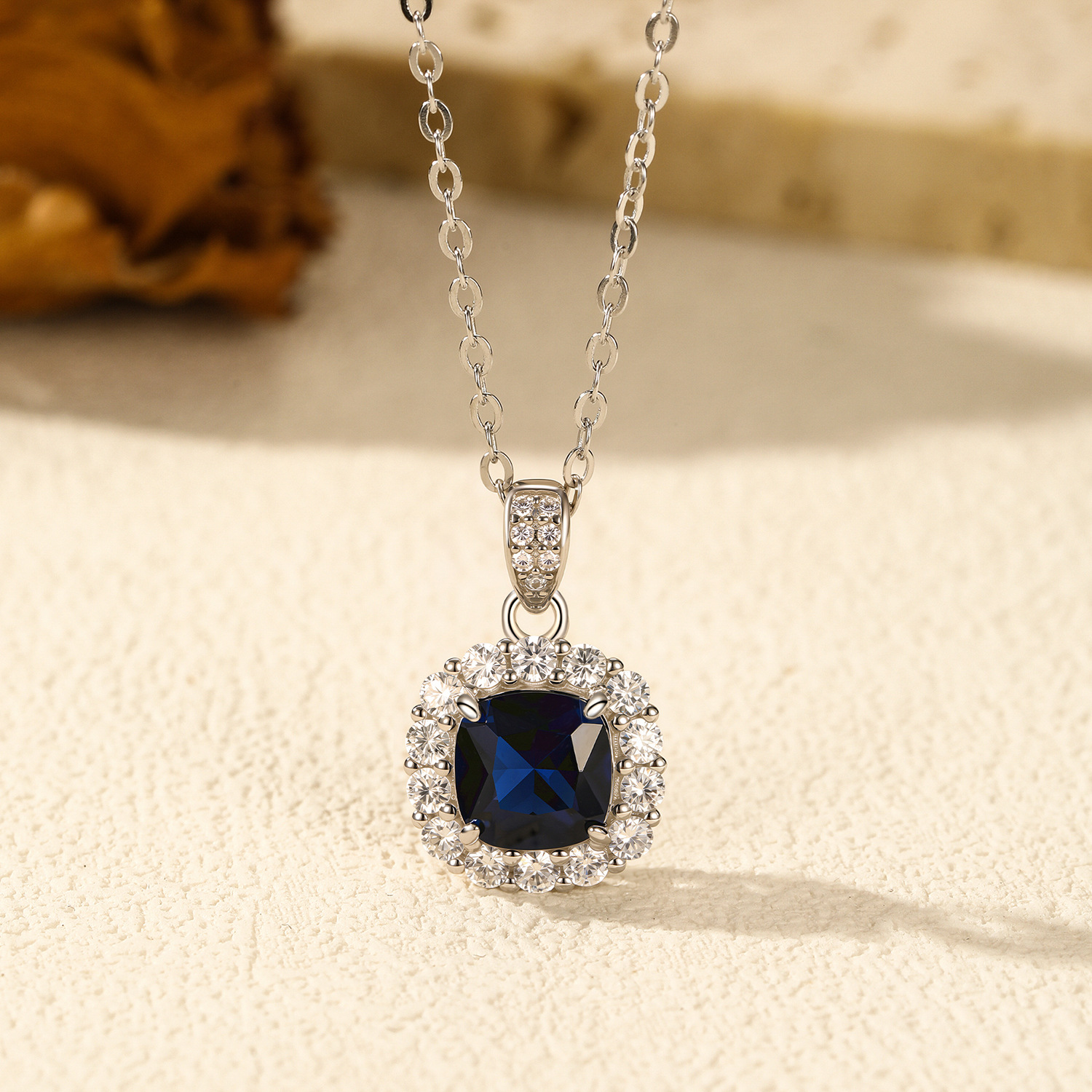 The S925 Sterling Silver Blue Sapphire Necklace - Image 4