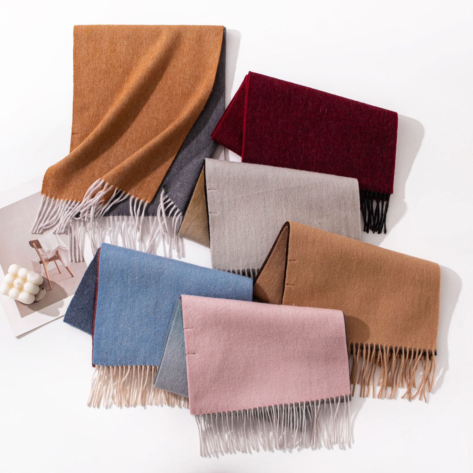 The Pure Wool Double-Sided Reversible Fringe Scarf - Image 2