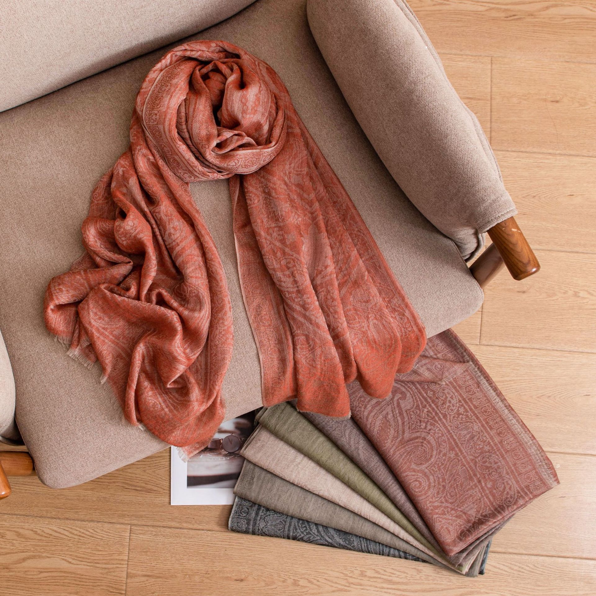 The Cashmere Paisley Jacquard Wrap Scarf - Image 2