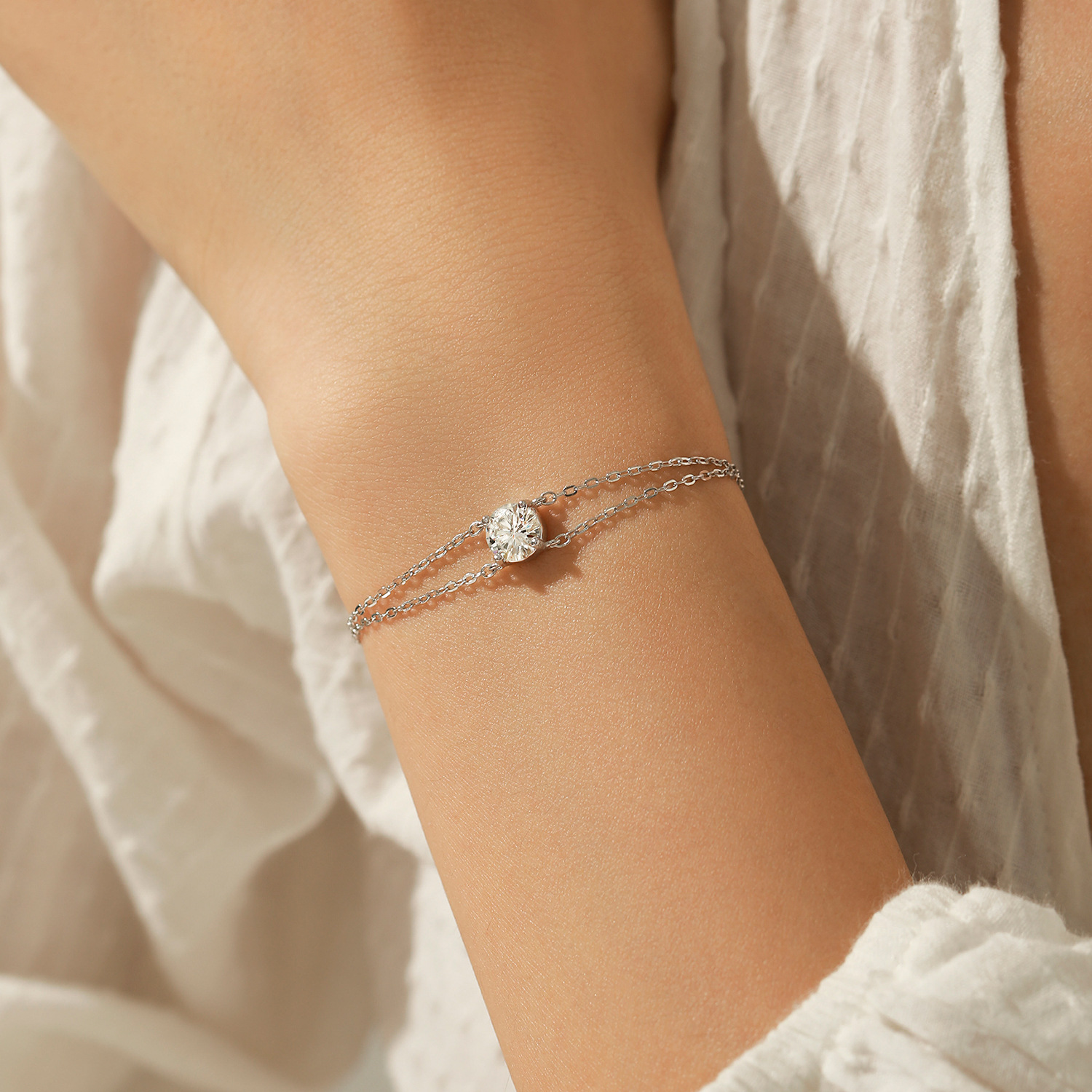 The 1 Carat Moissanite S925 Sterling Silver Double Layer Bracelet - Image 2