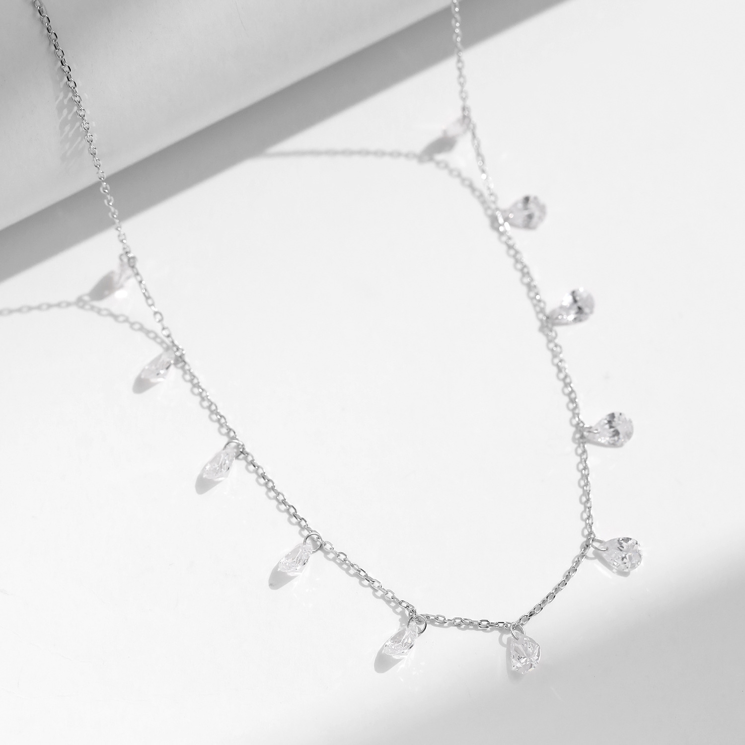 The S925 Sterling Silver Drop Pendant Choker Necklace - Image 4