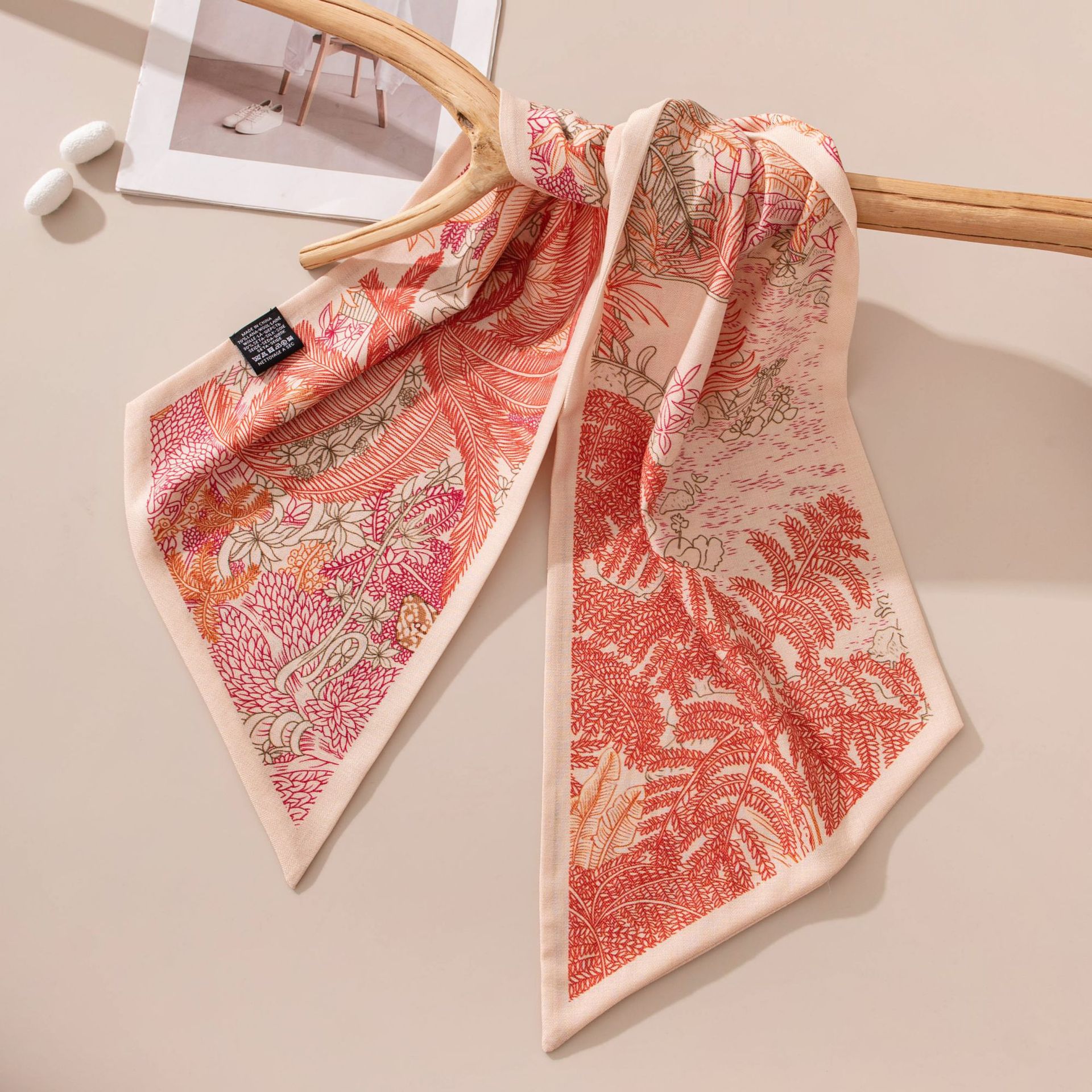 The Double Layer Contrast Silk Wool Scarf - Image 4