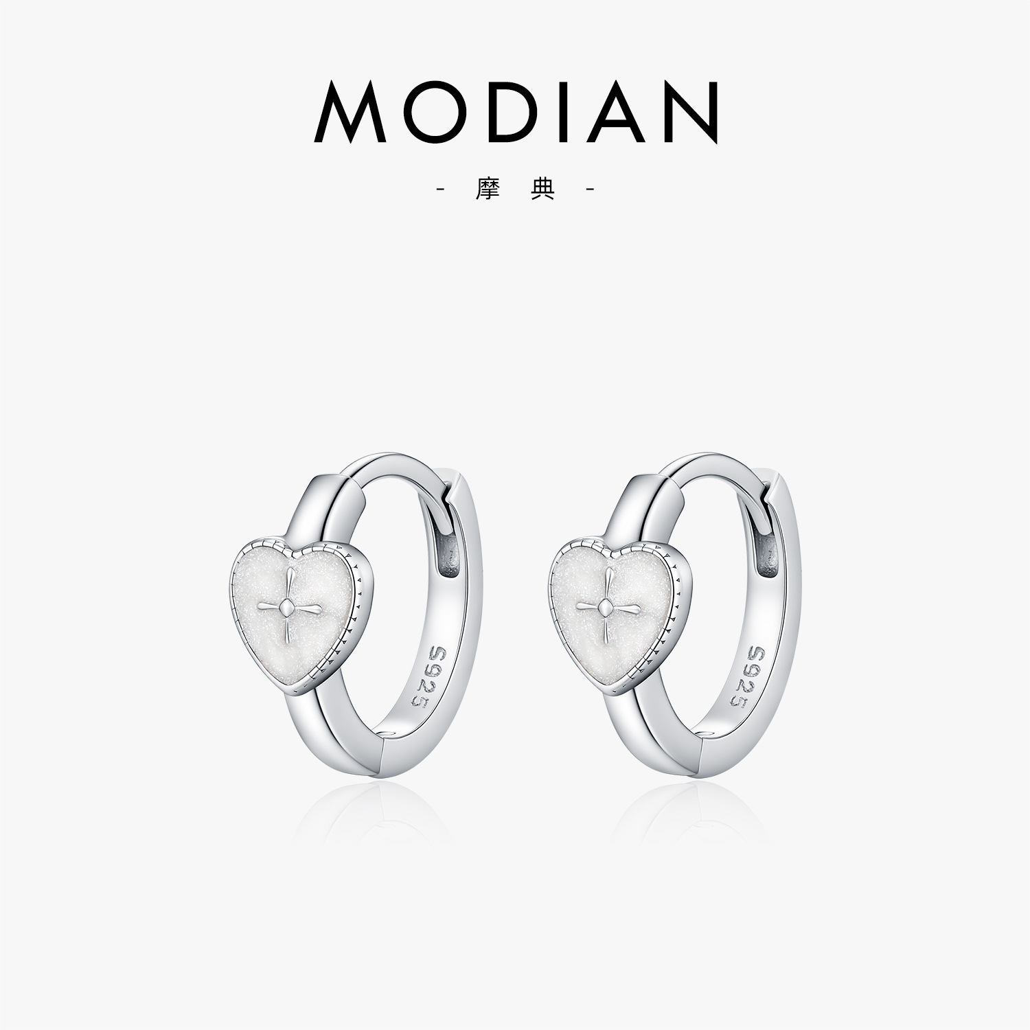 The S925 Sterling Silver Cross Heart Enamel Earrings