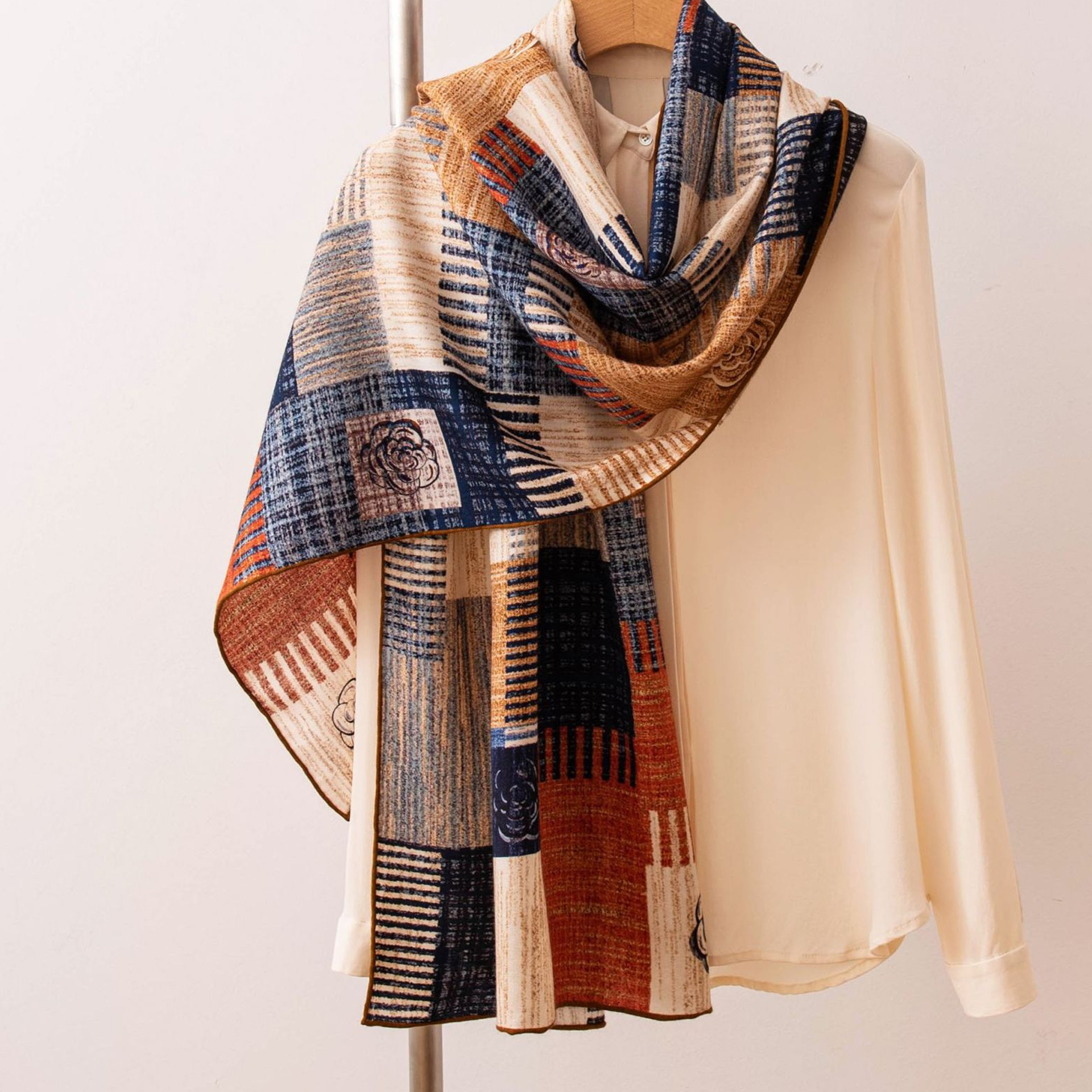 The Silk Wool Plaid Shawl