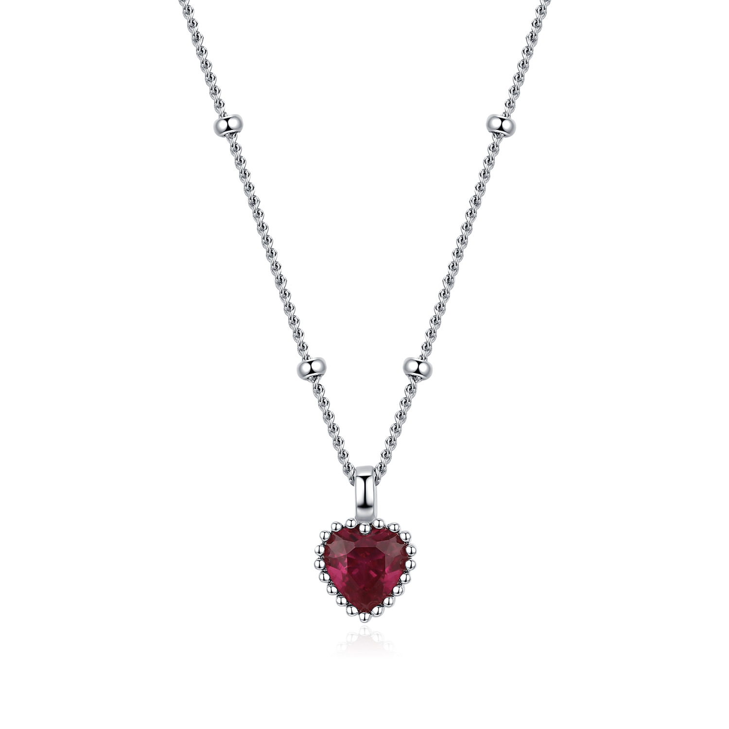 The S925 Sterling Silver Red Heart Pendant Necklace - Image 5