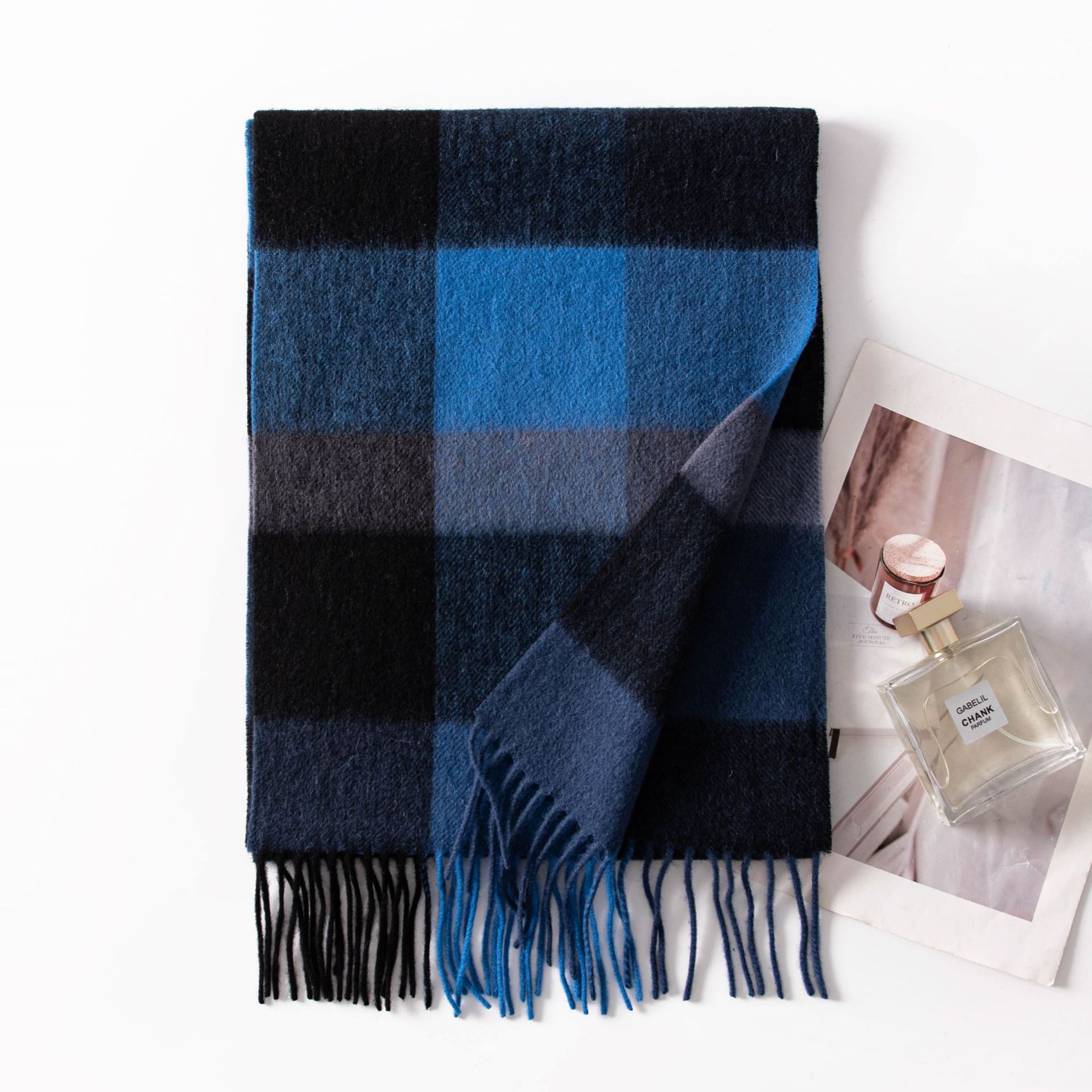 FHY25-7180-2 Black Blue Plaid
