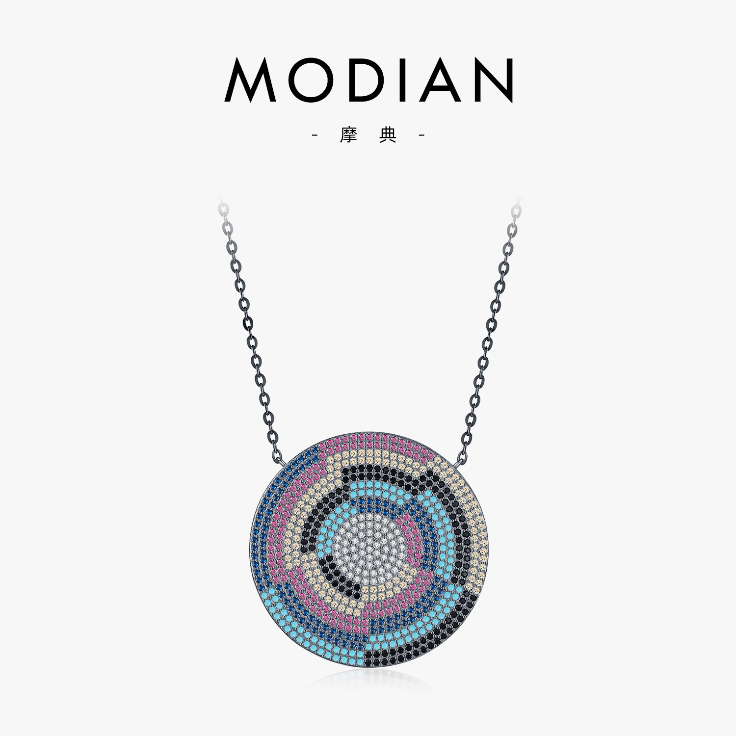 The S925 Sterling Silver Black Gold Pixel Shield Necklace