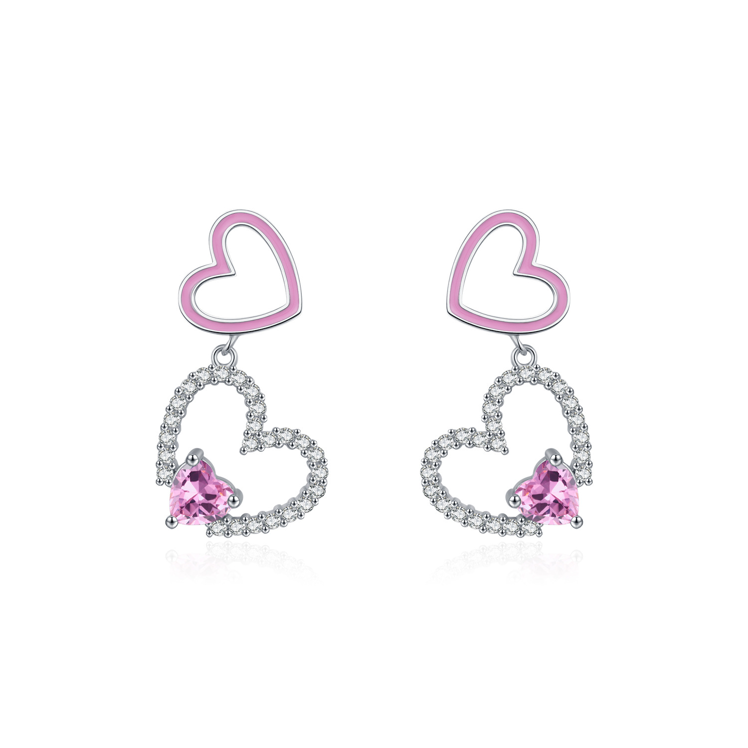 The S925 Silver Princess Heart Earrings - Image 5