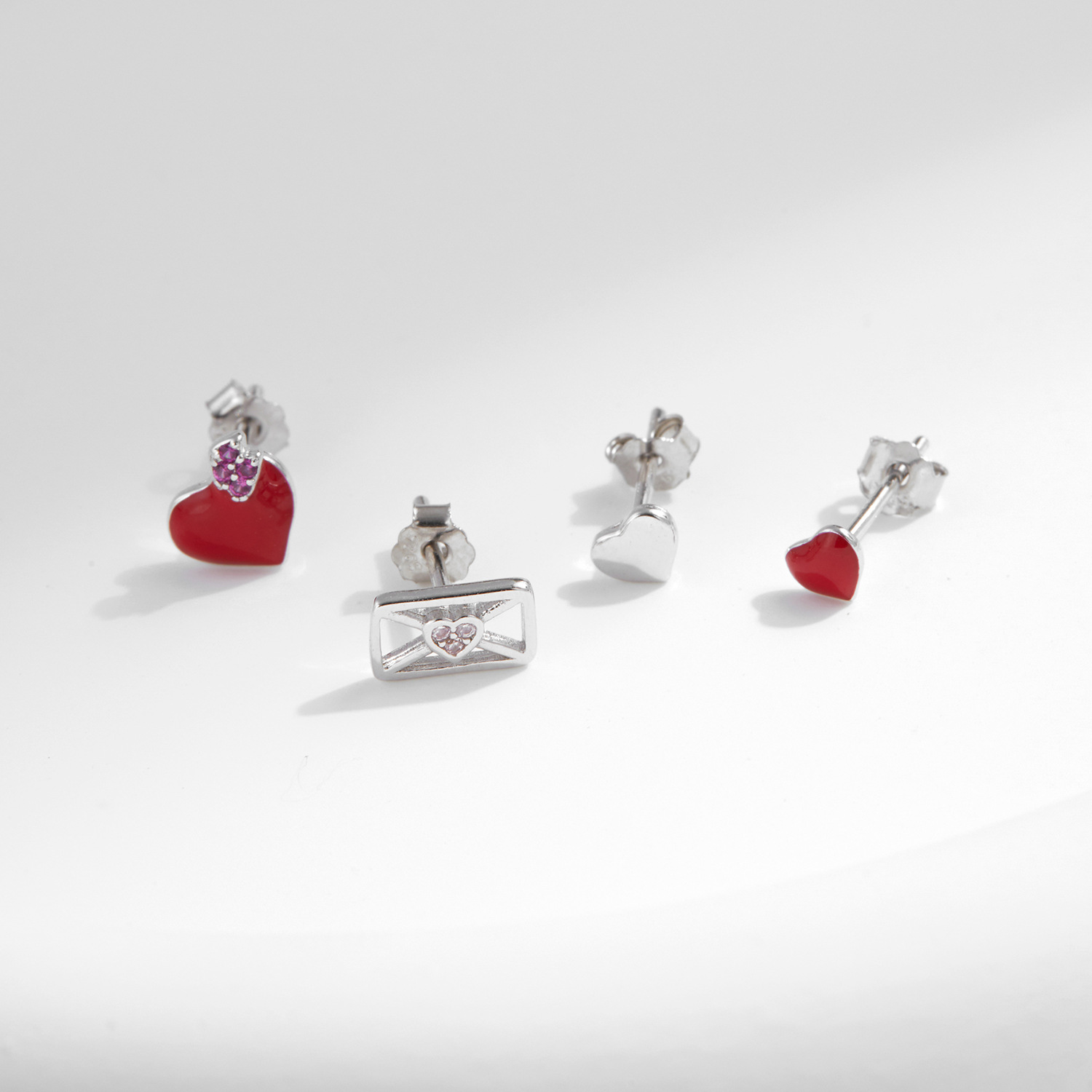 The S925 Sterling Silver Peach Heart Love Letter Earrings - Image 4