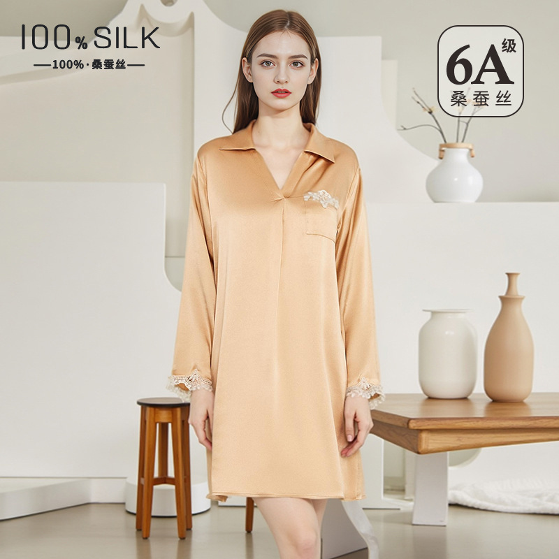 The 100% Mulberry Silk Long Sleeve Shirt Dress - Image 3