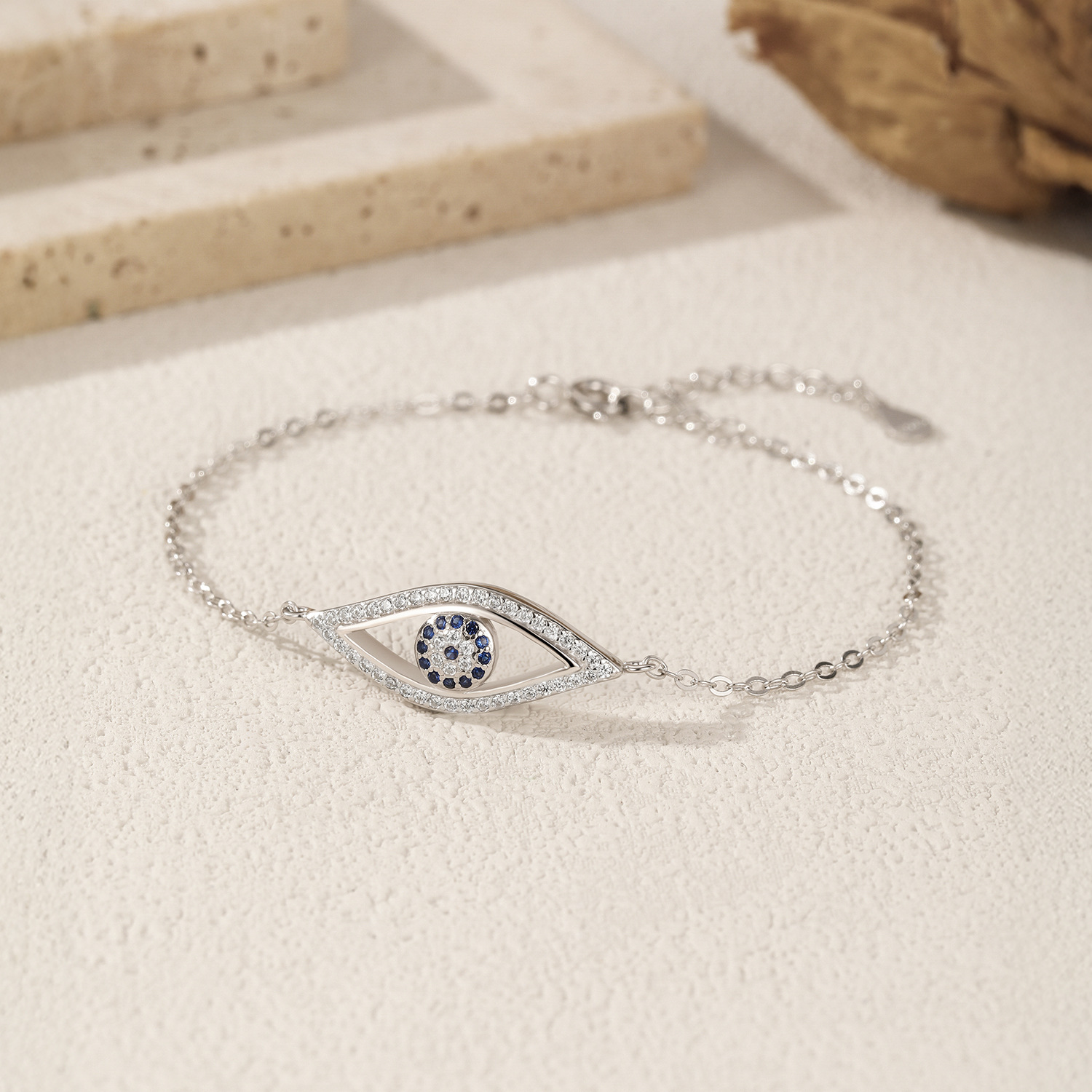 The S925 Sterling Silver Rhinestone Hollow Eye Bracelet - Image 4