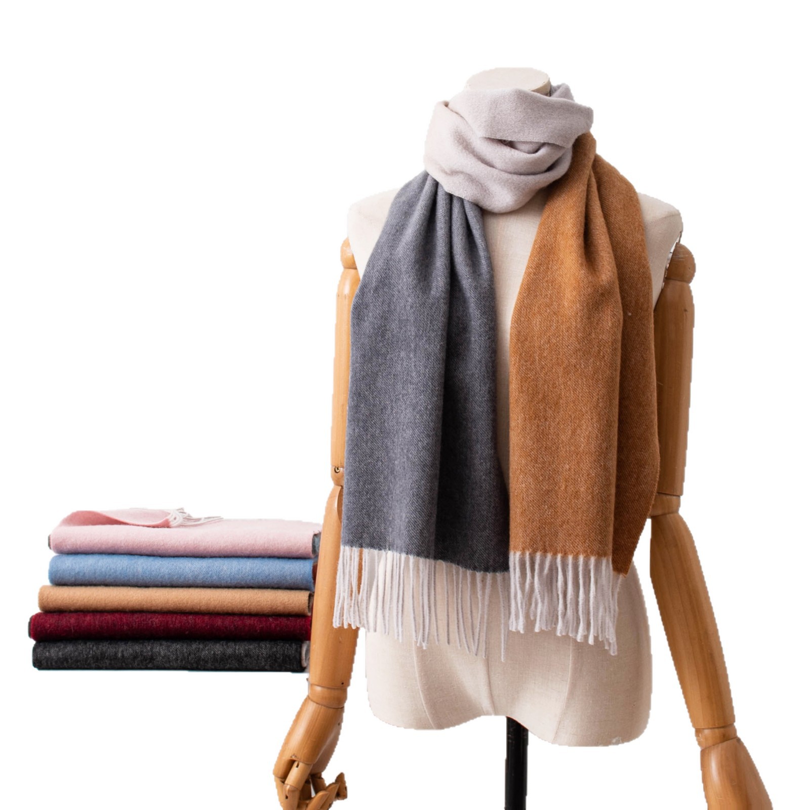 The Pure Wool Double-Sided Reversible Fringe Scarf - Image 5