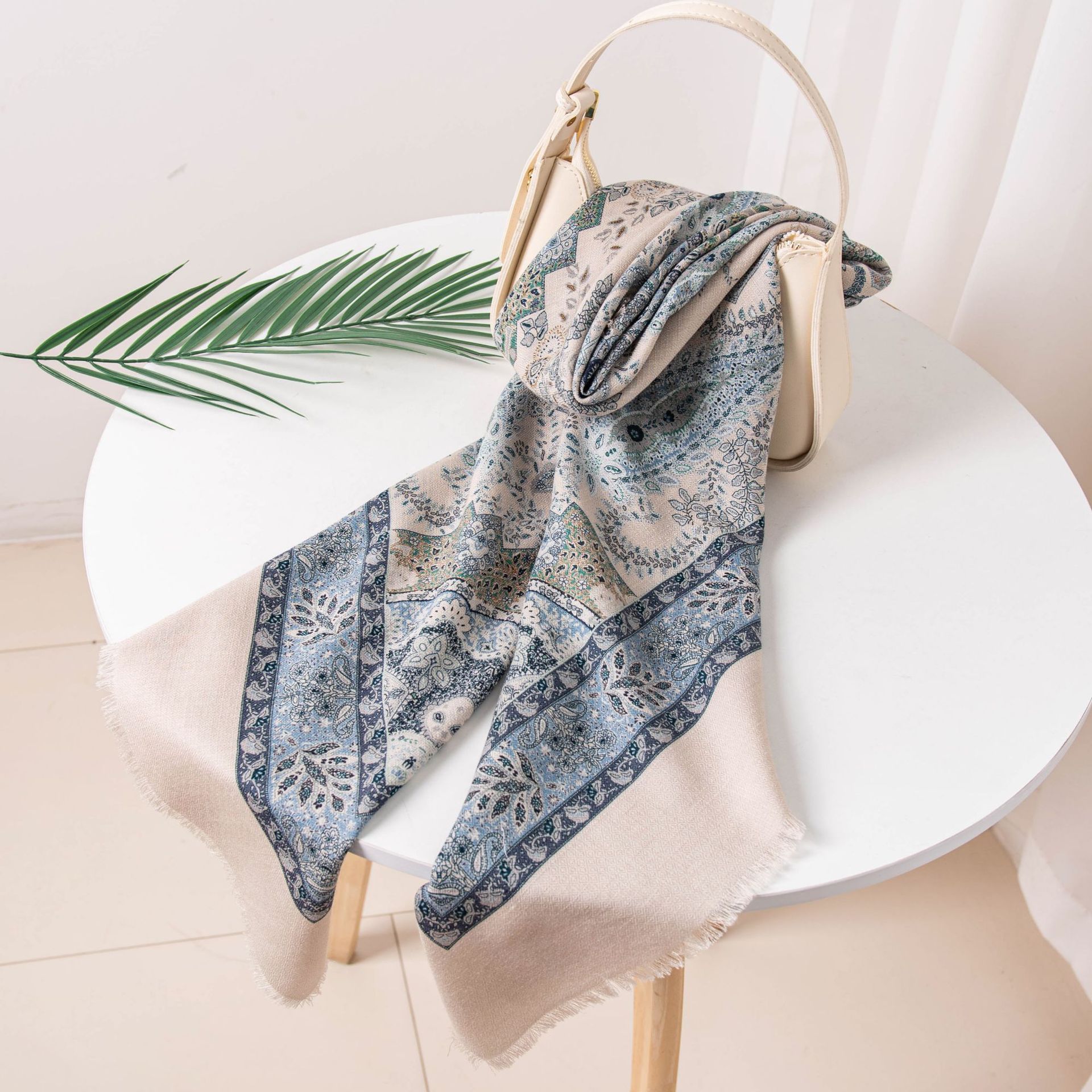 The Vintage Print Silk Wool Square Scarf - Image 2