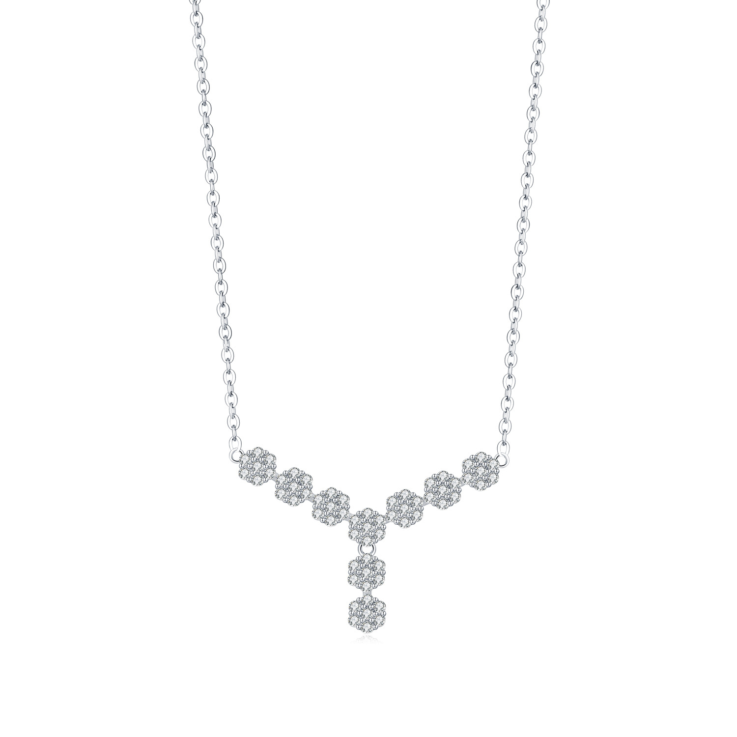 The S925 Sterling Silver Y-Shape Flower Necklace - Image 5