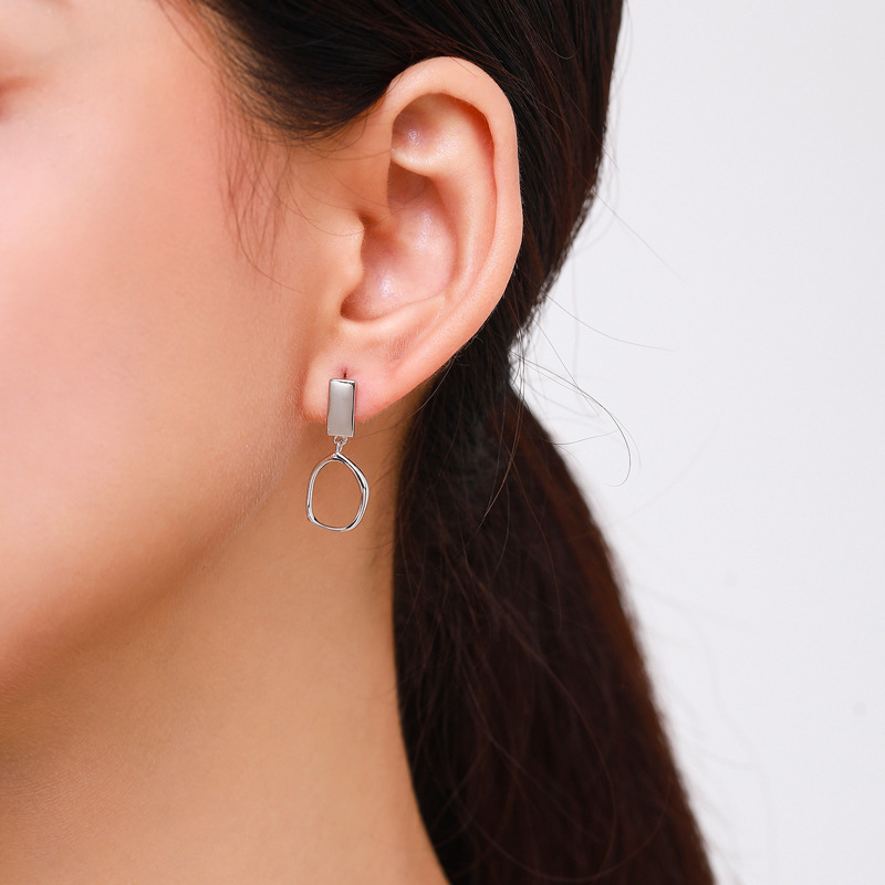 The S925 Silver Geometric Minimalist Earrings - Image 2