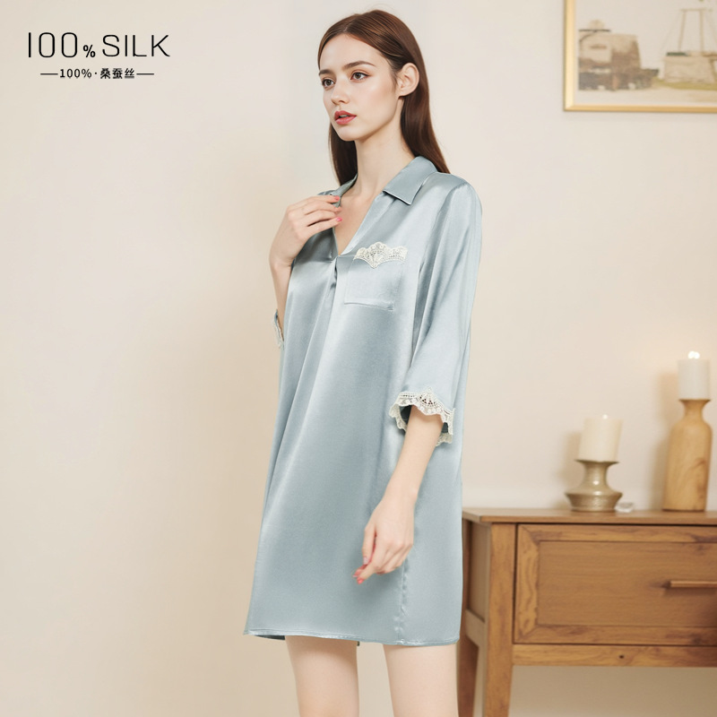 The 100% Mulberry Silk Long Sleeve Shirt Dress - Image 4