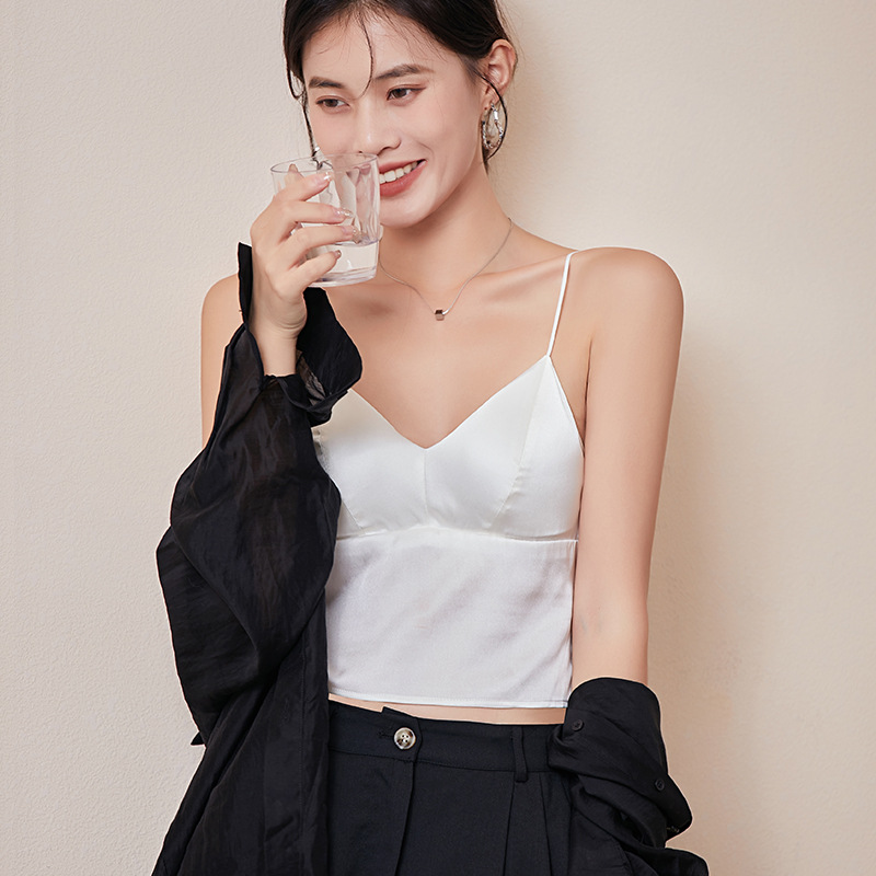 The Silk Satin Backless Camisole with Built-in Bra - Image 2