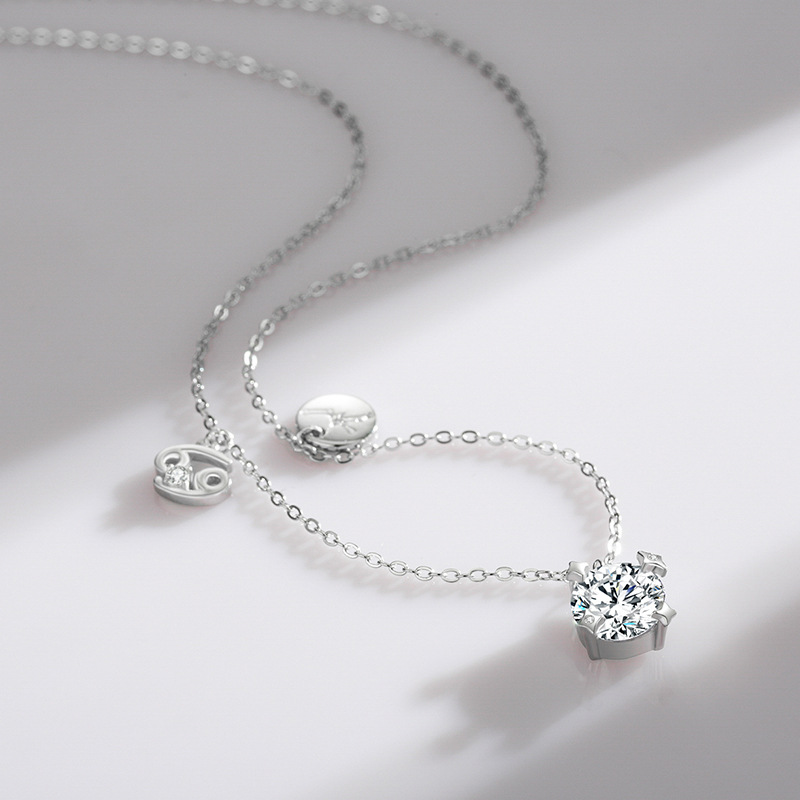 The 925 Sterling Silver Zircon Cancer Zodiac Choker - Image 4