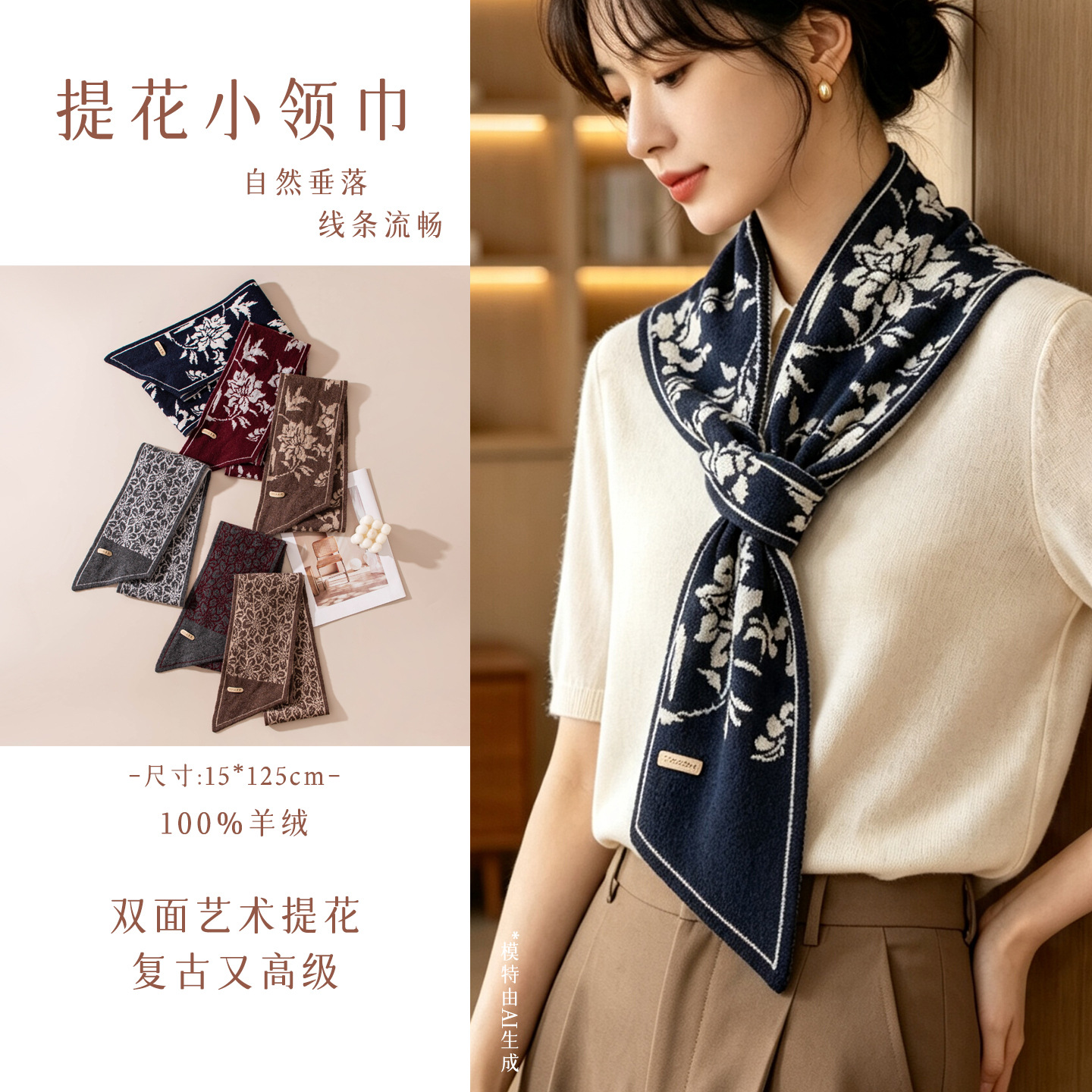 The Cashmere Jacquard Neck Warmer Scarf