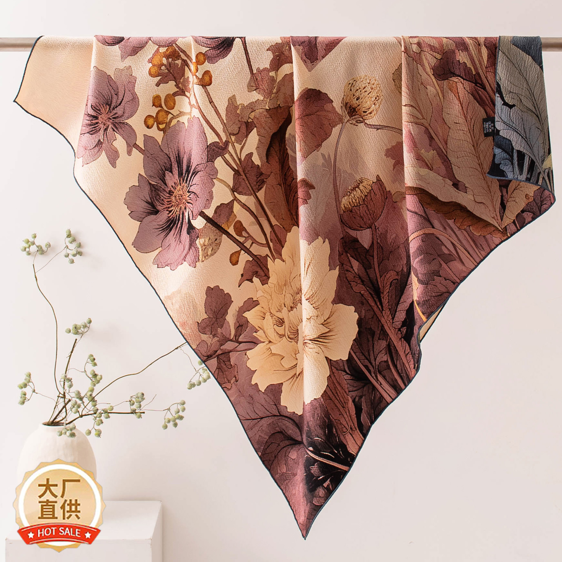 The Mulberry Silk Double-Sided Pearl Satin Square Scarf