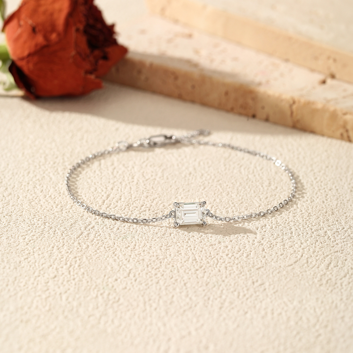 The Emerald Cut Moissanite Sterling Silver Bracelet - Image 4