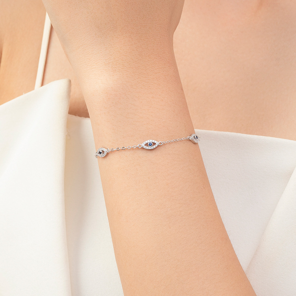 The S925 Sterling Silver Evil Eye Bracelet - Image 2