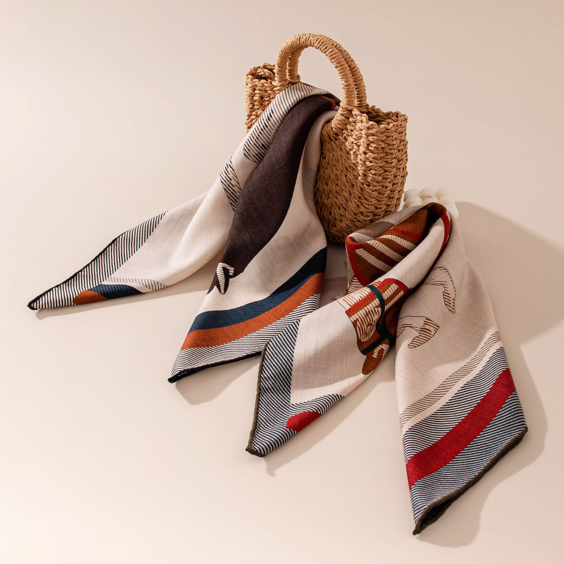 The Double-Sided Print Silk Wool Square Scarf - Image 3