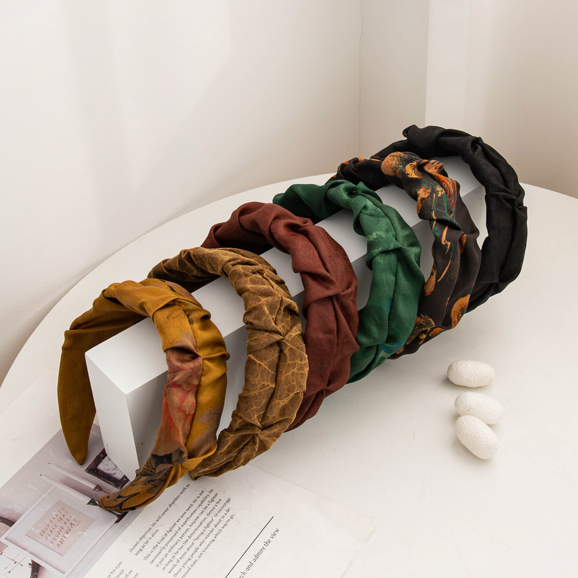 The Mulberry Silk Embossed Wide Headband - Image 3