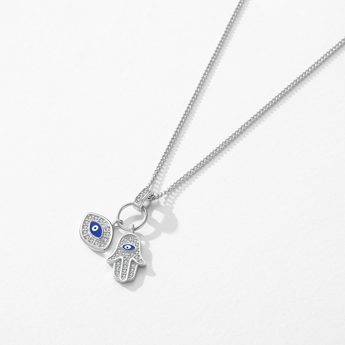 The Enamel Evil Eye Hand of Fatima Necklace - Image 4