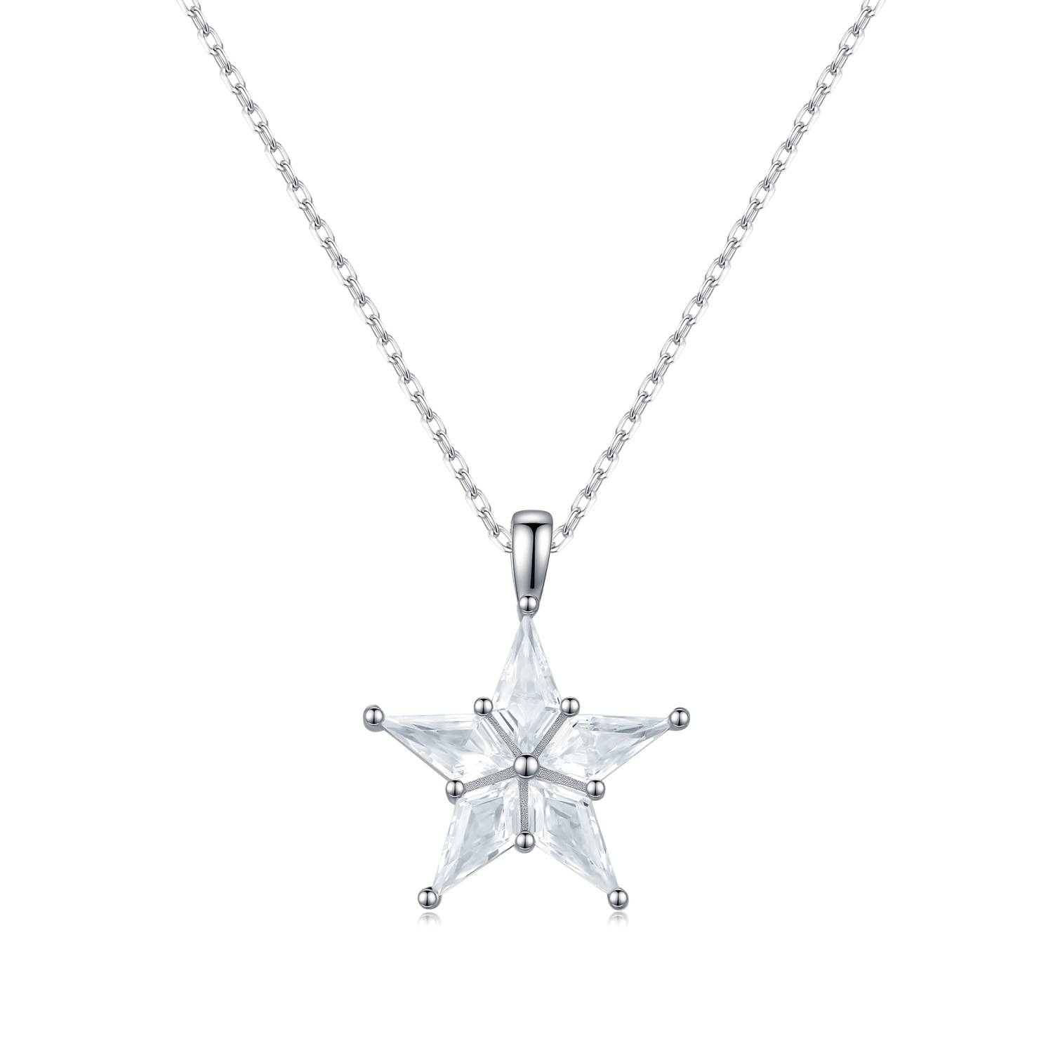 The S925 Sterling Silver Star Cubic Zirconia Pendant Necklace - Image 5