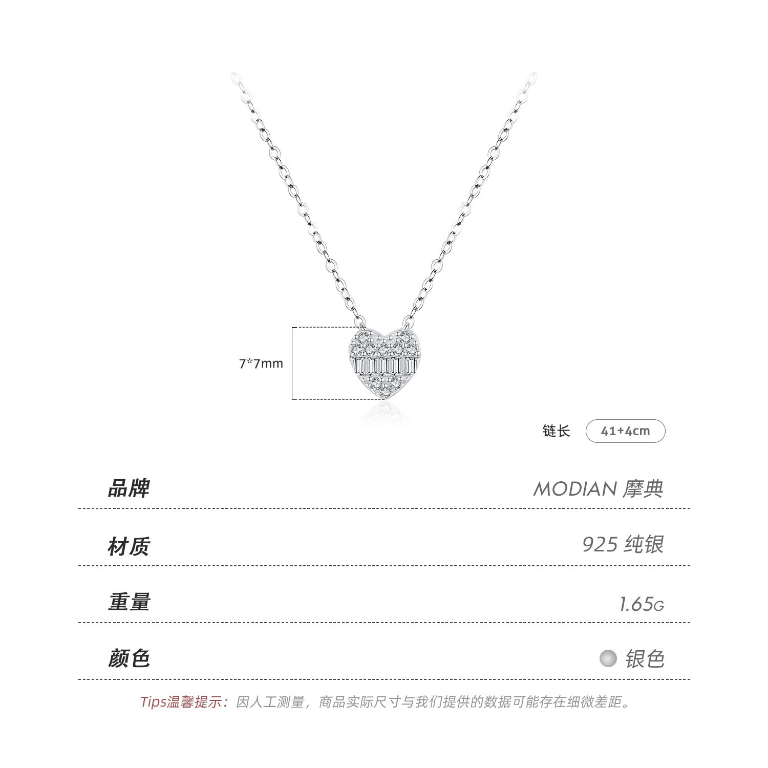The Heart Rhinestone S925 Sterling Silver Pendant Necklace - Image 3