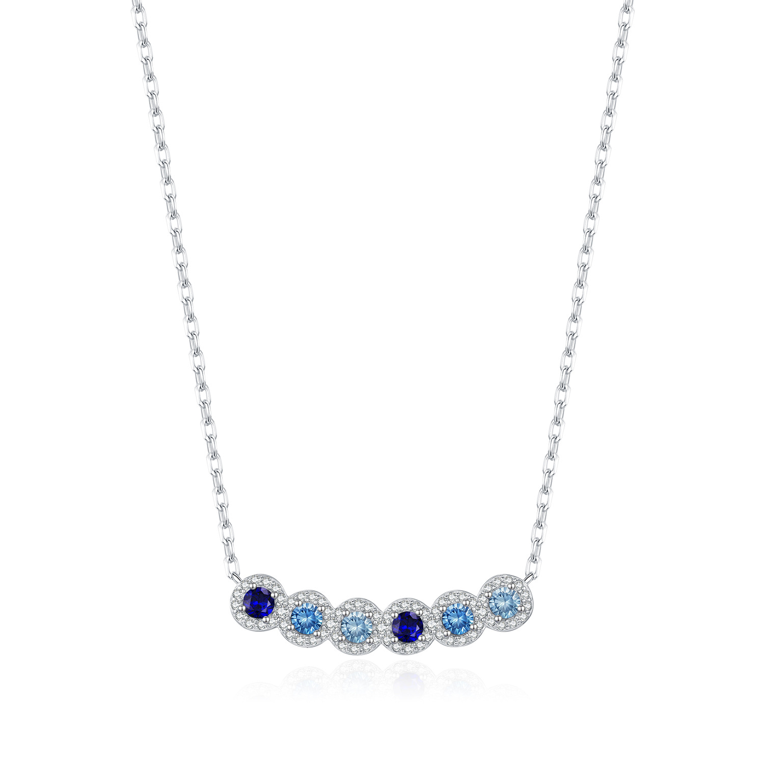 The S925 Sterling Silver Retro Gradient Blue Necklace - Image 5