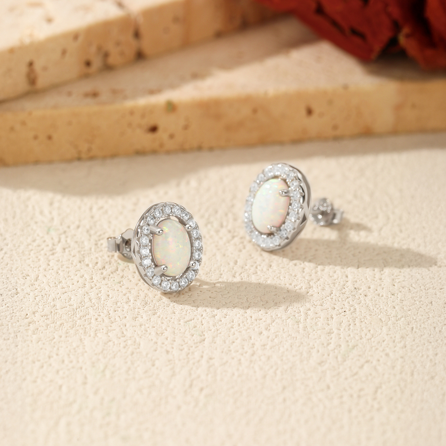 The S925 Sterling Silver Opal Earrings - Image 4