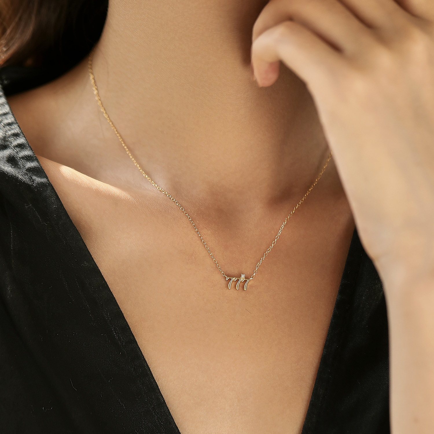 The 925 Sterling Silver Lucky Number 777 Collarbone Chain - Image 2
