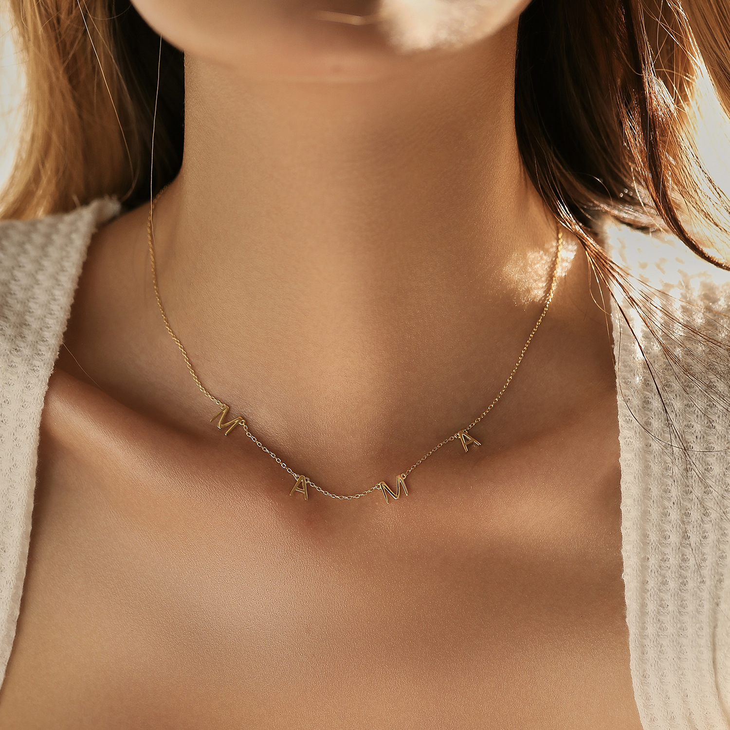 The S925 Sterling Silver Mama Letter Pendant Necklace - Image 2