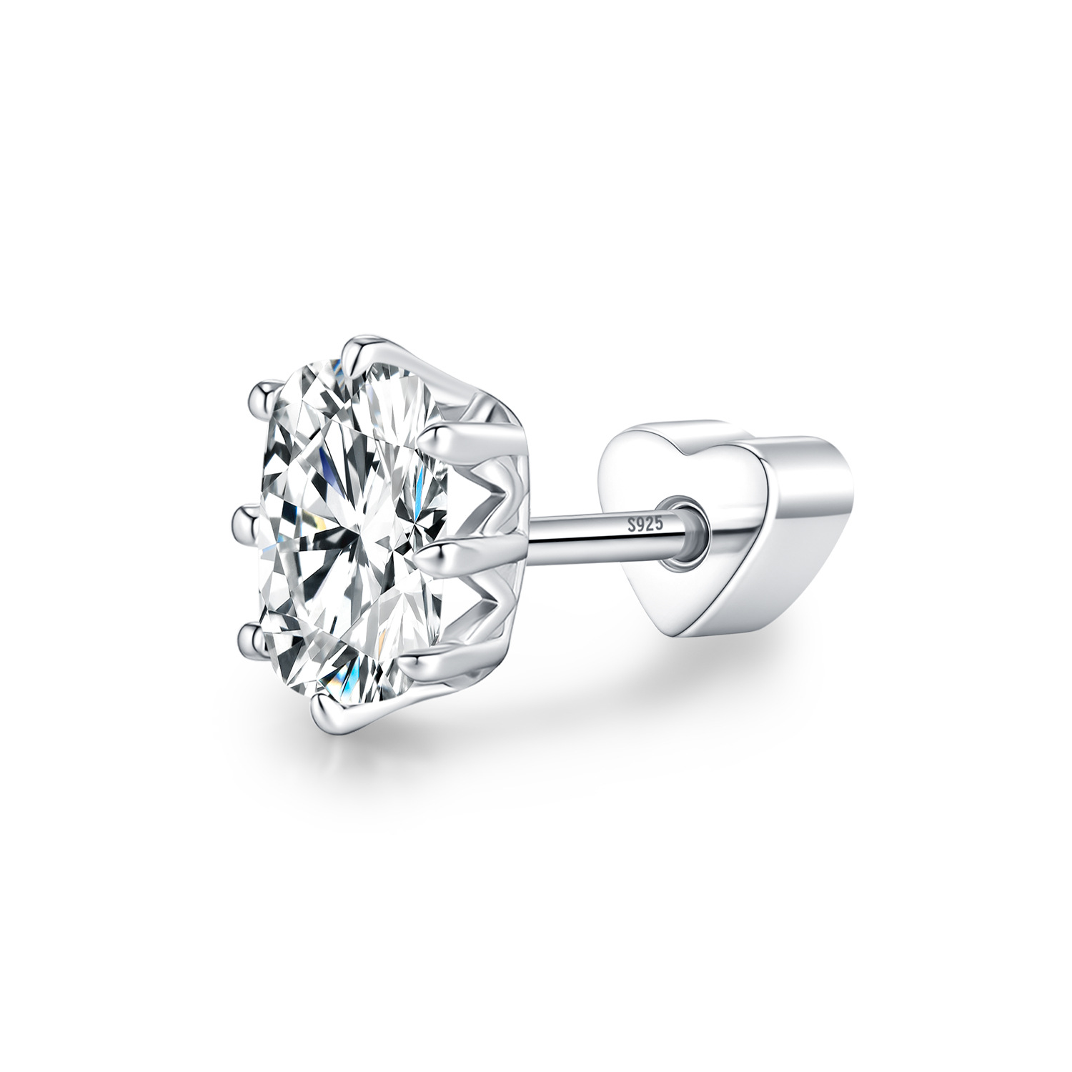 The S925 Sterling Silver Heart Twist Earrings with Moissanite - Image 5
