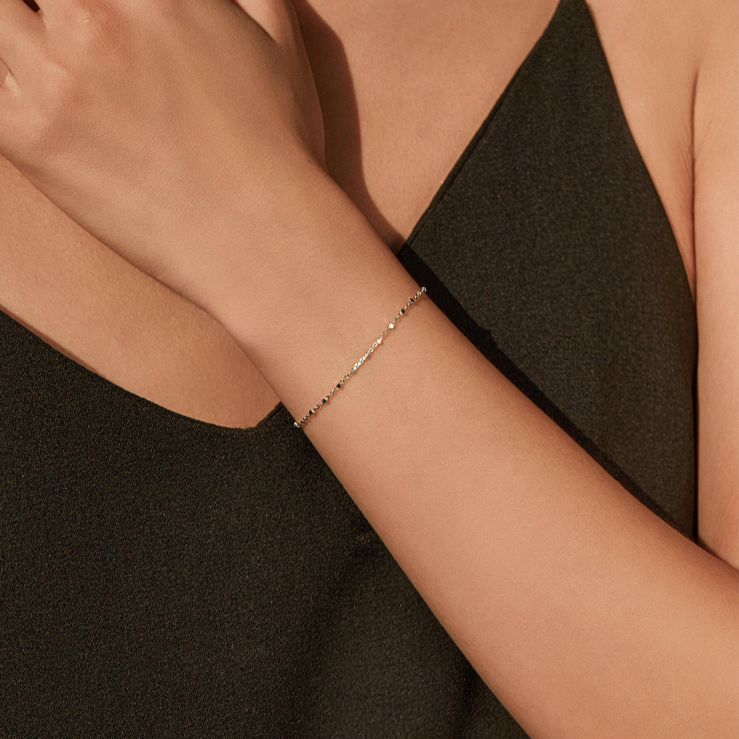 The S925 Sterling Silver Beaded Chain Bracelet - Image 2