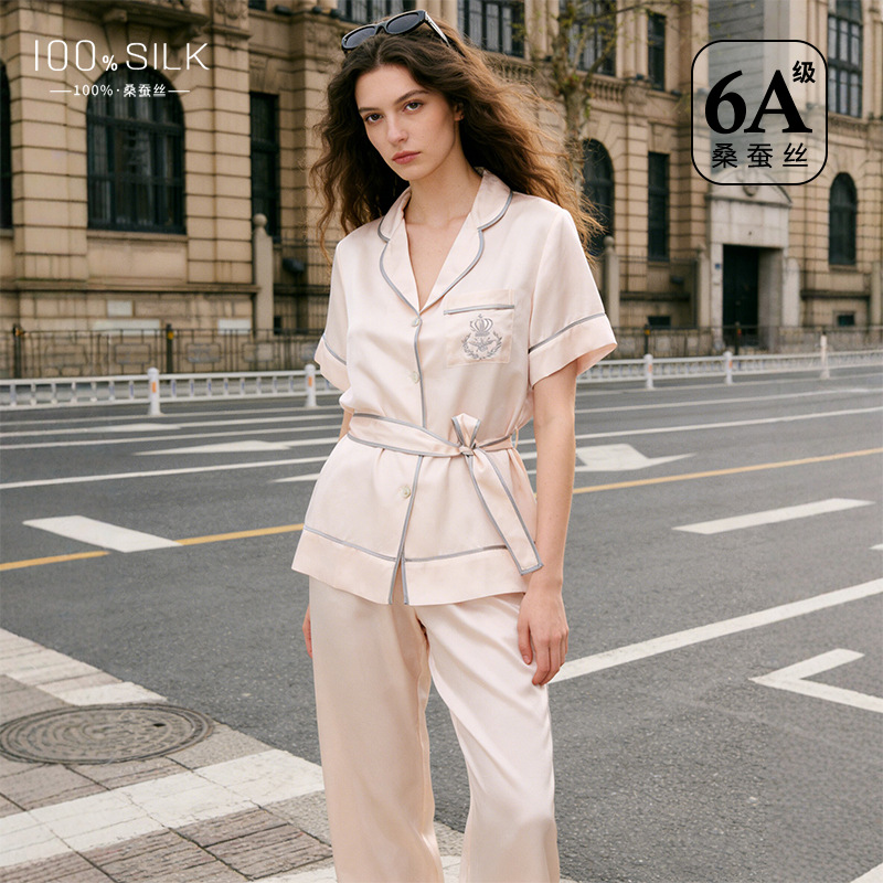 The 100% Mulberry Silk Short Sleeve Pajama Set