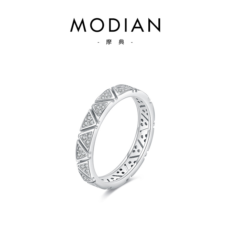The S925 Sterling Silver Geometric Full Diamond Ring - Image 5