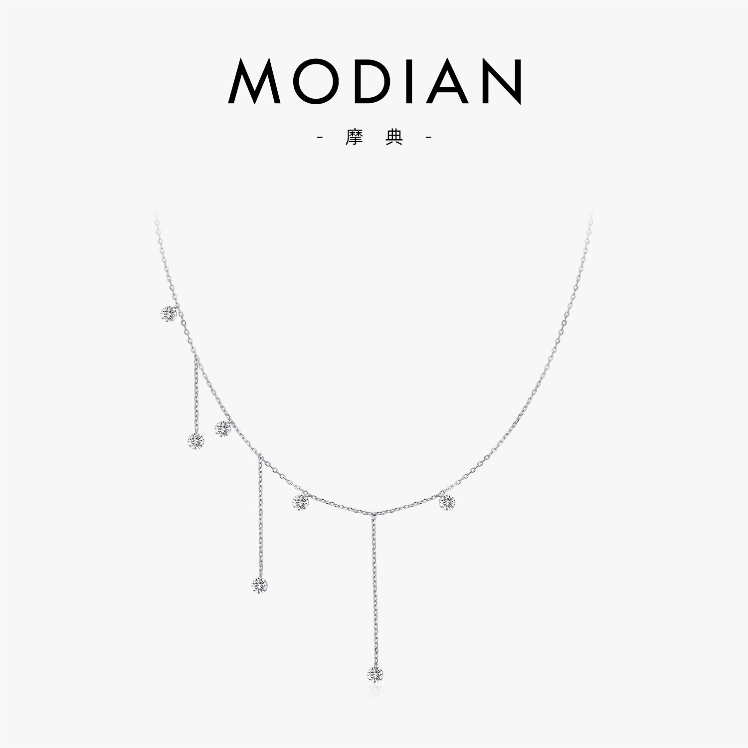 The D Color Moissanite S925 Sterling Silver Geometric Tassel Choker